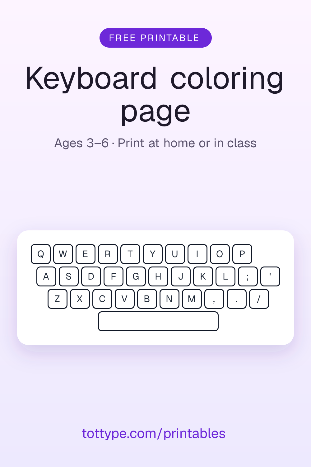 Keyboard coloring page: a preview of the printable
